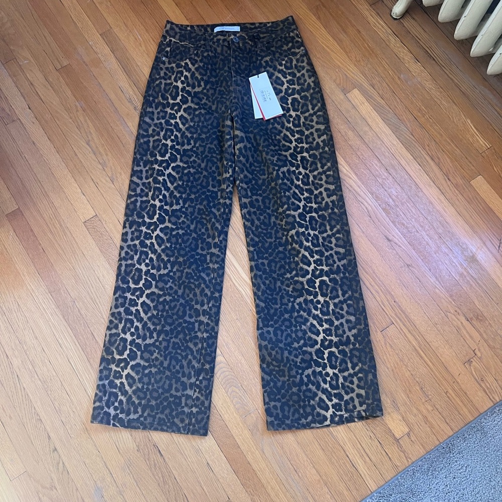 Q2 Leopard Print Flare Jeans